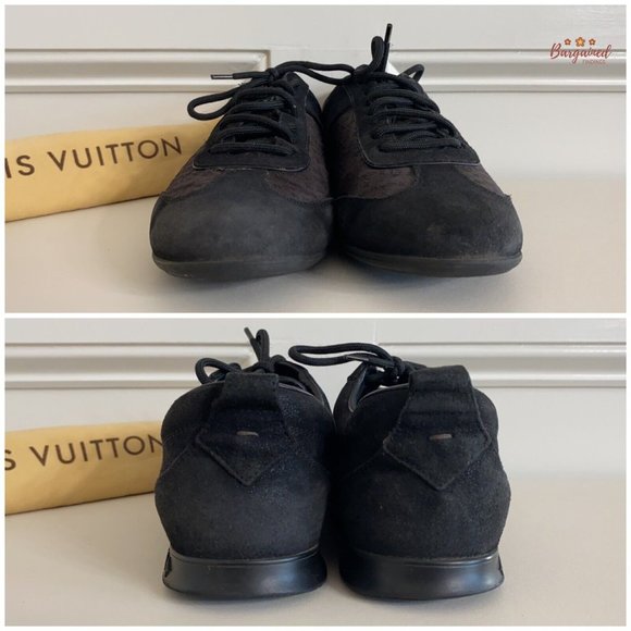 Authentic Louis Vuitton Black Monogram Laminated Suede Low Top Sneakers 38.5/8.5 - Picture 5 of 13